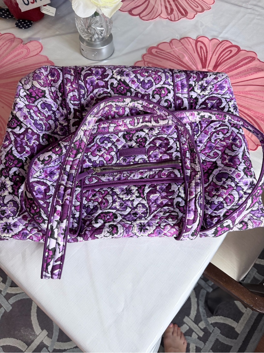 Vera Bradley Purple Quilted Floral Tote - Picture 9 of 9